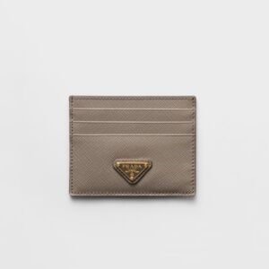 Prada Saffiano Leather card holder in Clay Grey